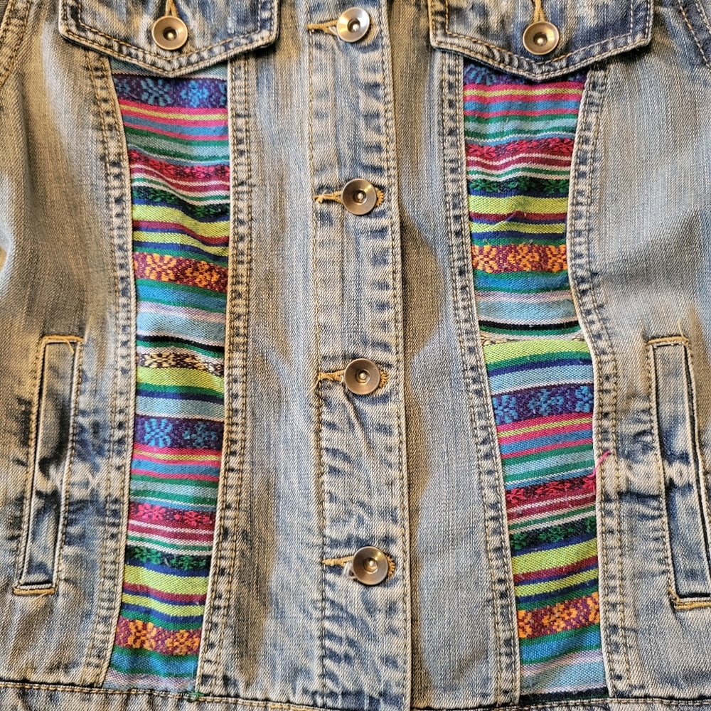 Colorful Patchwork Denim Jacket - image 8